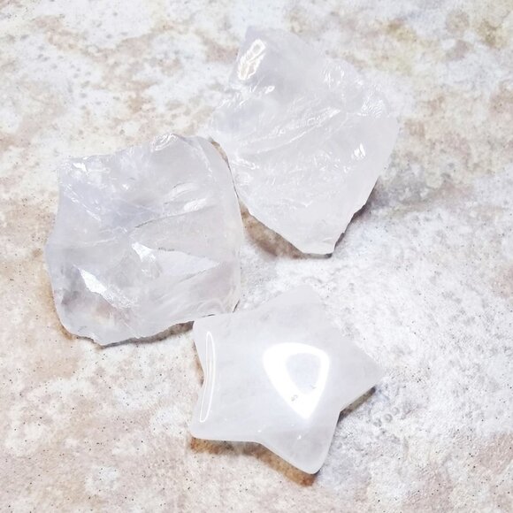Rock Crystal Quartz Bundle: 1 Star + 2 Chunks!!! Reiki Meditation Altars - Picture 4 of 11